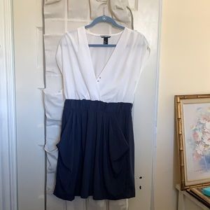 White and navy dress